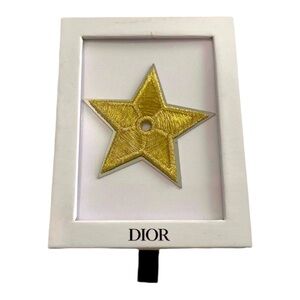 Dior Gold Star Embroidered Patch Pin Brooch